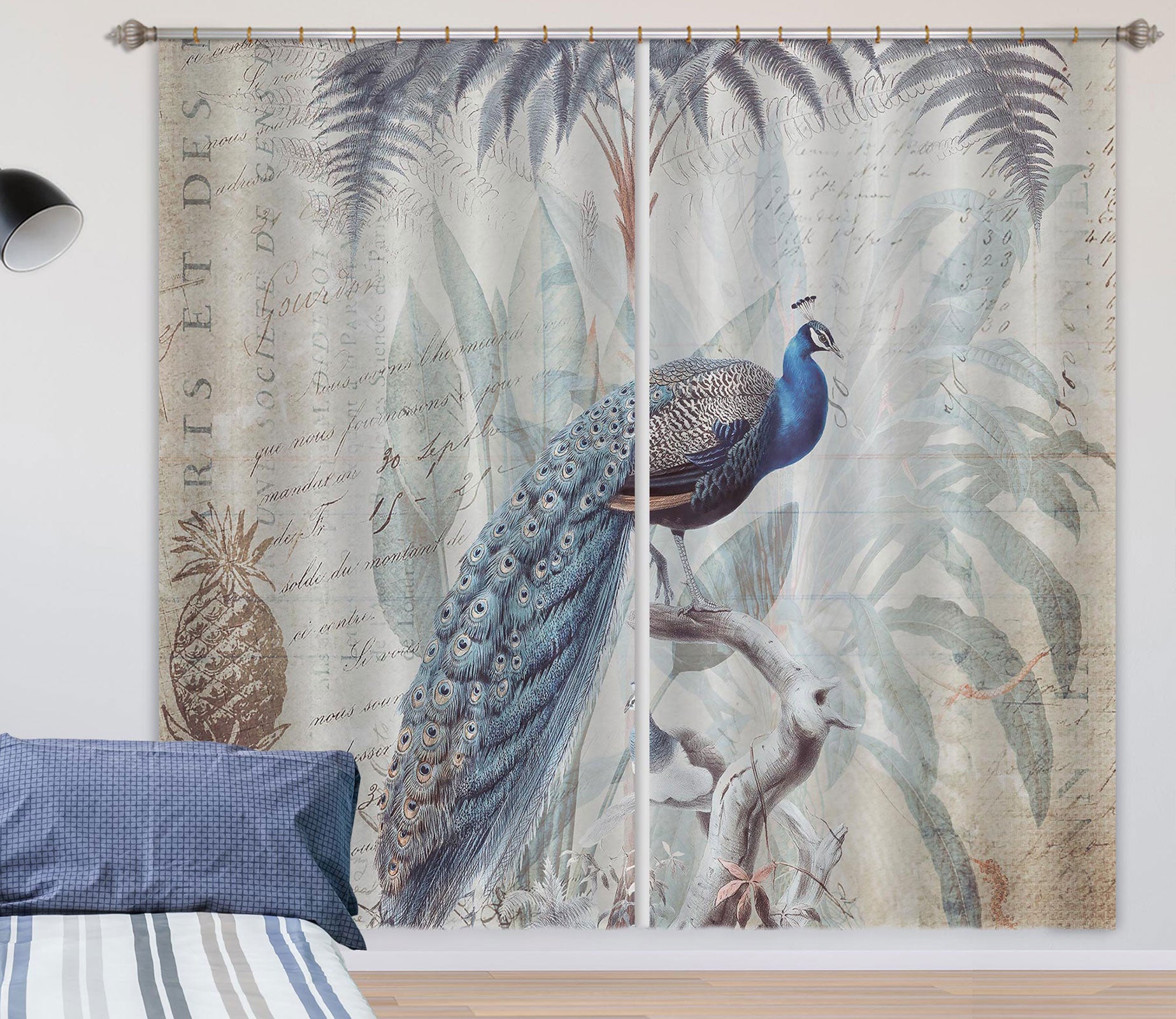 3D Peacock Palm 008 Andrea haase Curtain Curtains Drapes