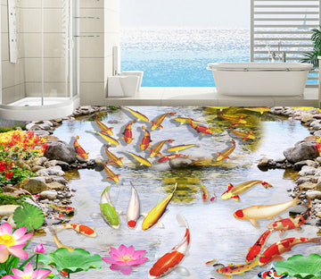 3D Pond Koi 558 Floor Mural  Wallpaper Murals Rug & Mat Print Epoxy waterproof bath floor