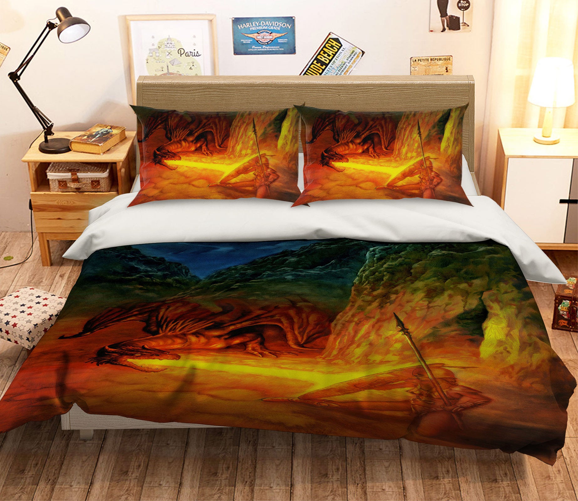 3D Fire Dragon 6229 Ciruelo Bedding Bed Pillowcases Quilt