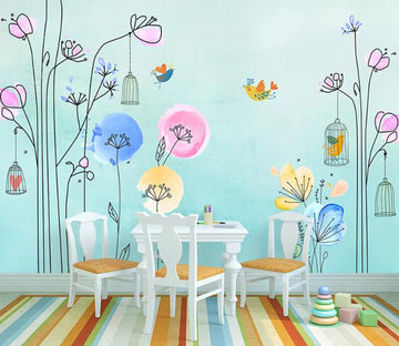3D Flower Bird WC25 Wall Murals Wallpaper AJ Wallpaper 2 