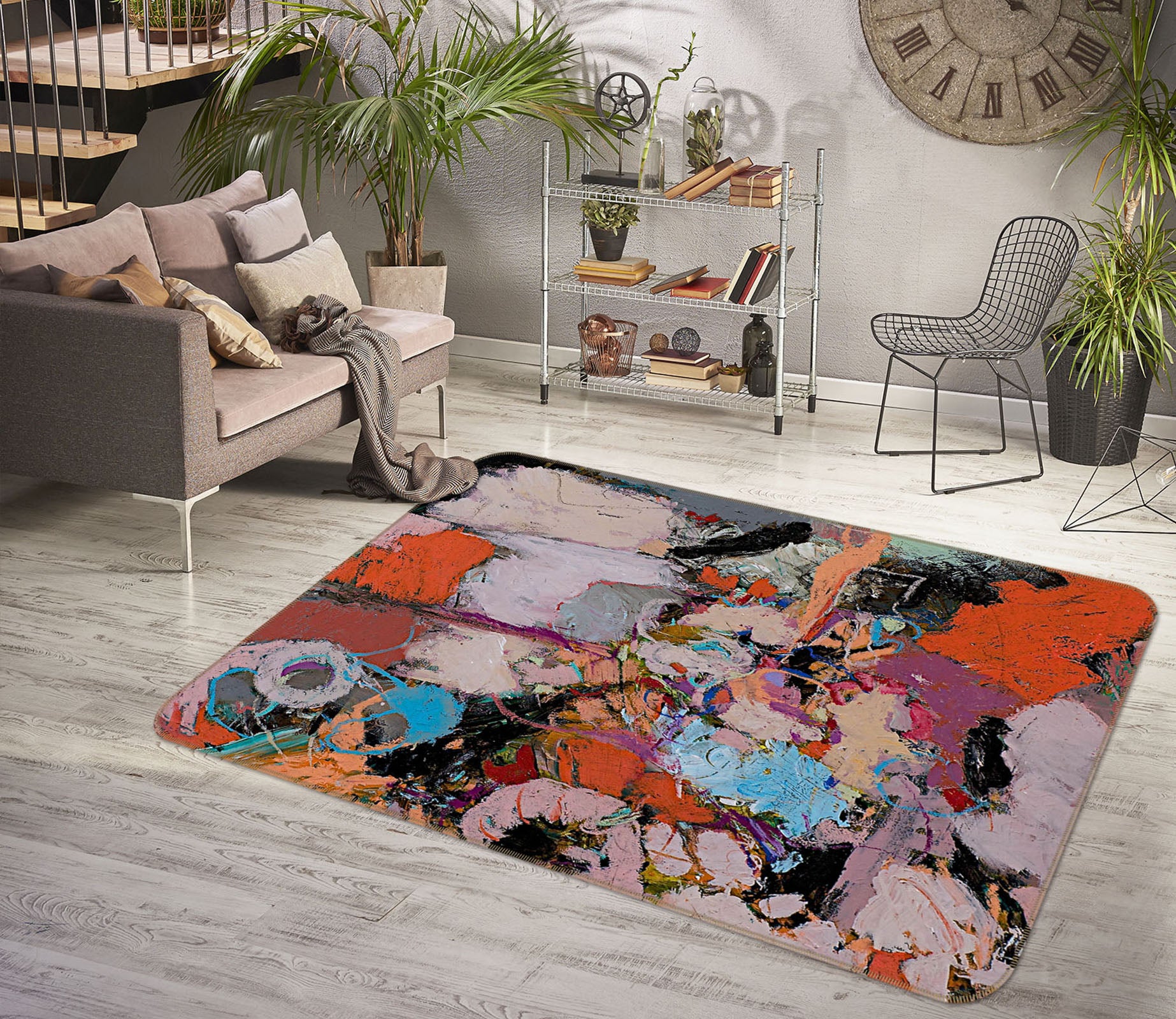 3D Color Graffiti 1007 Allan P. Friedlander Rug Non Slip Rug Mat