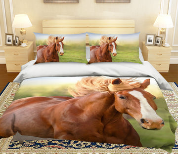 3D Red Handsome Horse 060 Bed Pillowcases Quilt