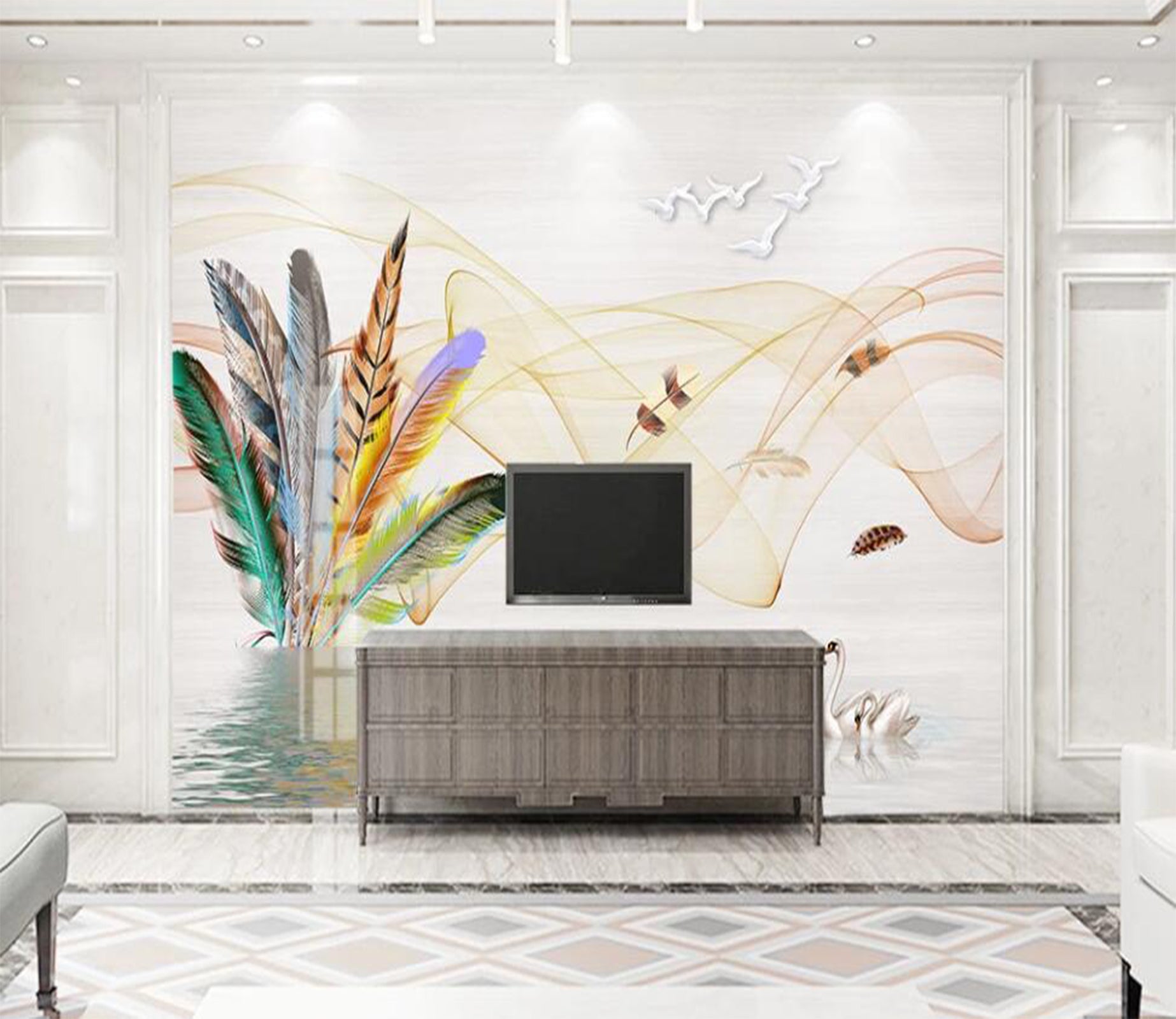 3D Colorful Noble Feathers 2351 Wall Murals