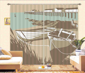 3D Southwold Boats Pier 149 Steve Read Curtain Curtains Drapes