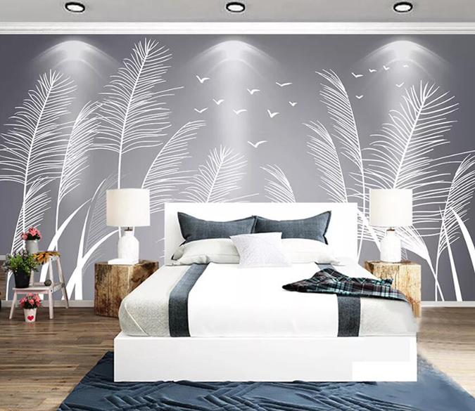 3D White Reed 265 Wall Murals Wallpaper AJ Wallpaper 2 