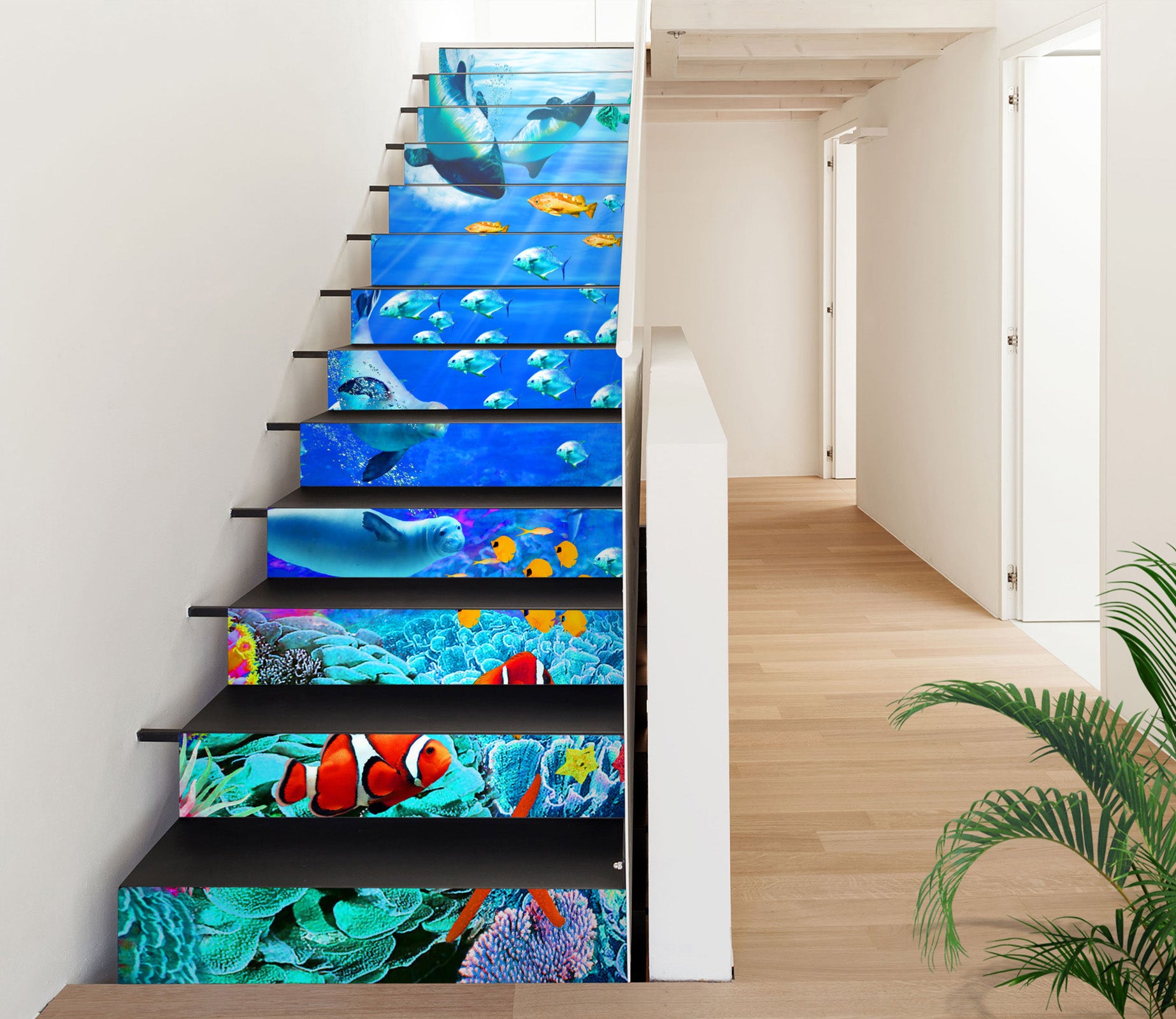 3D Ocean Dolphin Whale Color Fish 96187 Adrian Chesterman Stair Risers