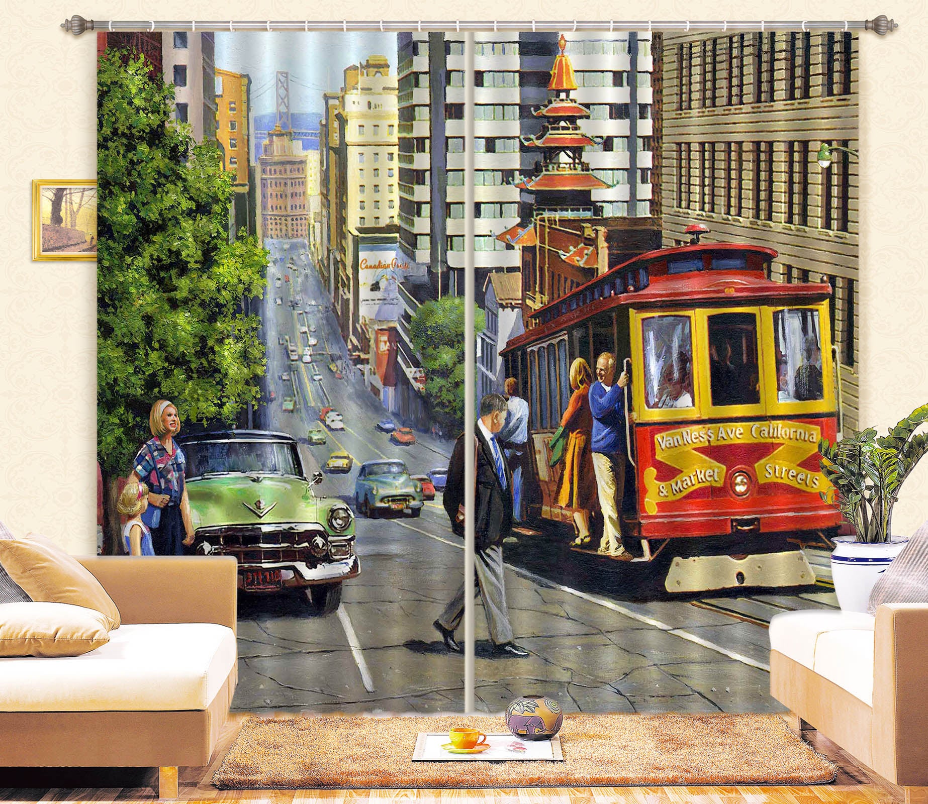 3D Road Car Vehicle 151 Kevin Walsh Curtain Curtains Drapes