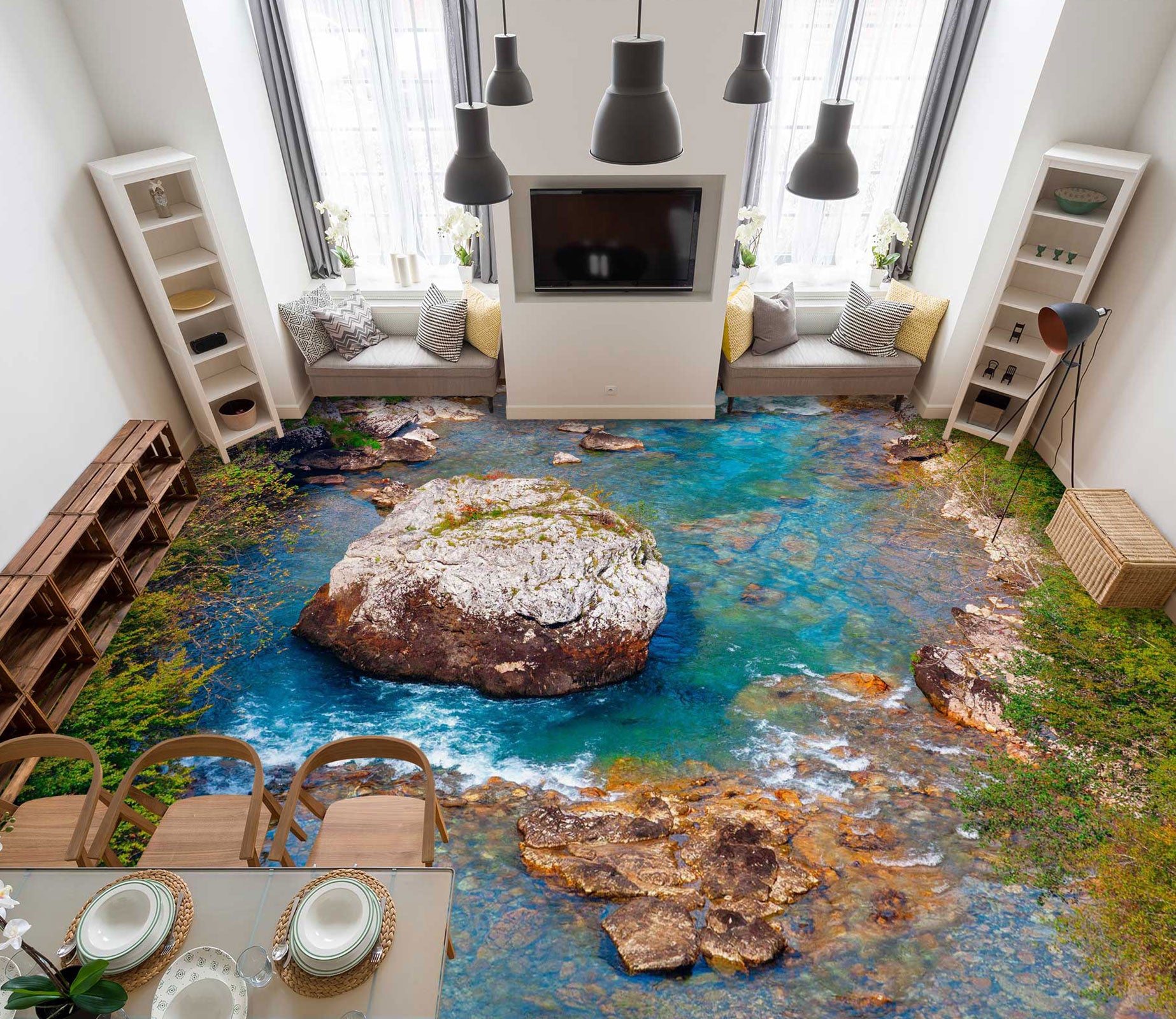 3D Cool Pond 1084 Floor Mural  Wallpaper Murals Self-Adhesive Removable Print Epoxy