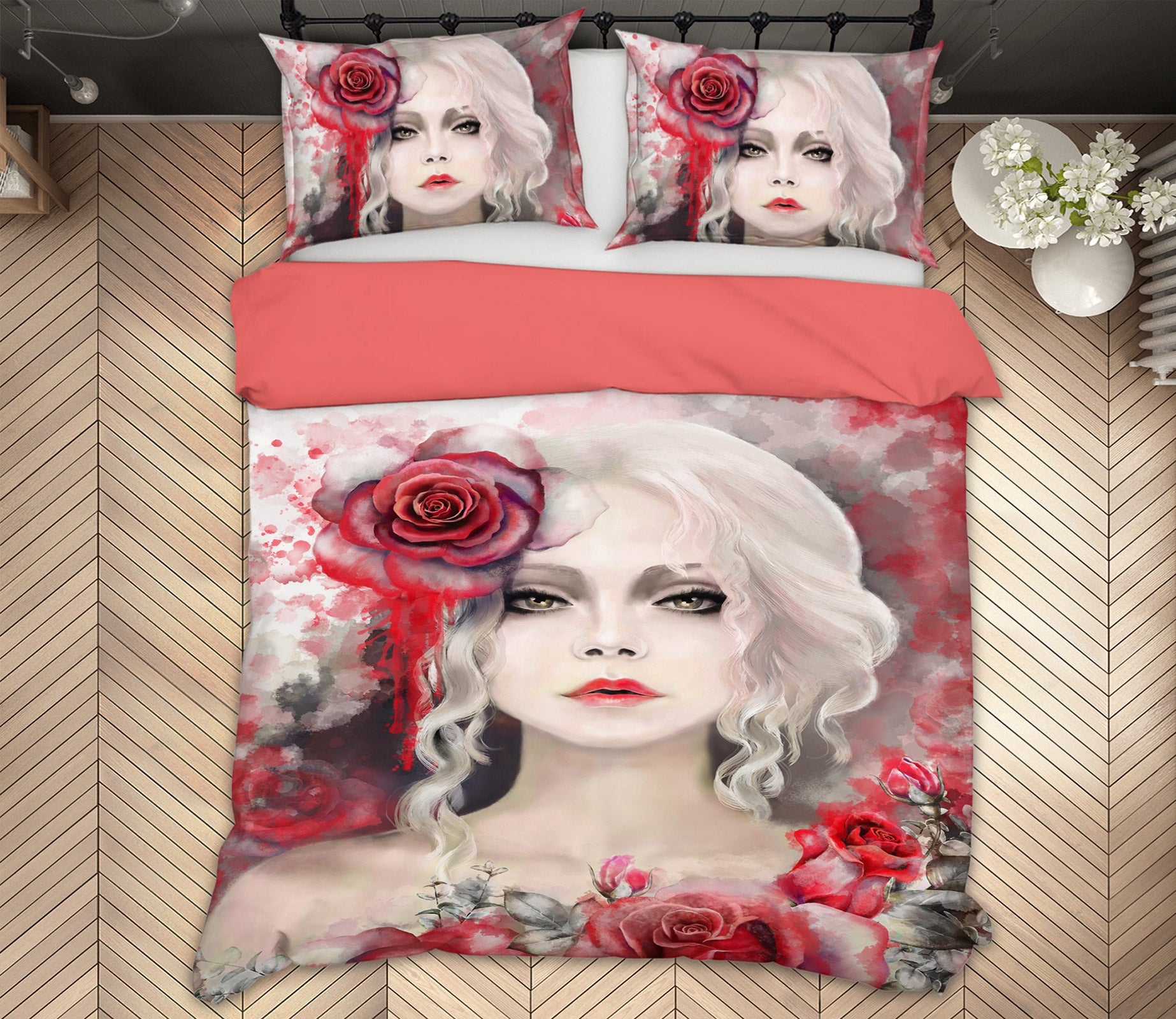 3D Lady Rose 041 Bed Pillowcases Quilt
