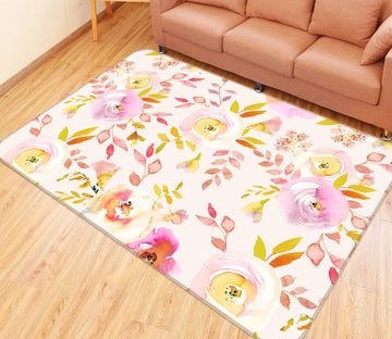 3D Pink Leaves Flower 095 Uta Naumann Rug Non Slip Rug Mat