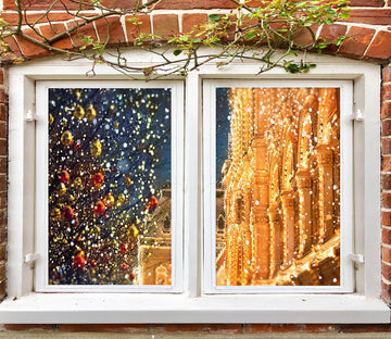 3D String Lights Building 30085 Christmas Window Film Print Sticker Cling Stained Glass Xmas