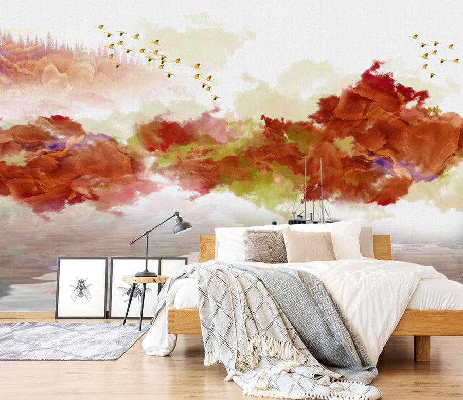 3D Red Cloud WC562 Wall Murals
