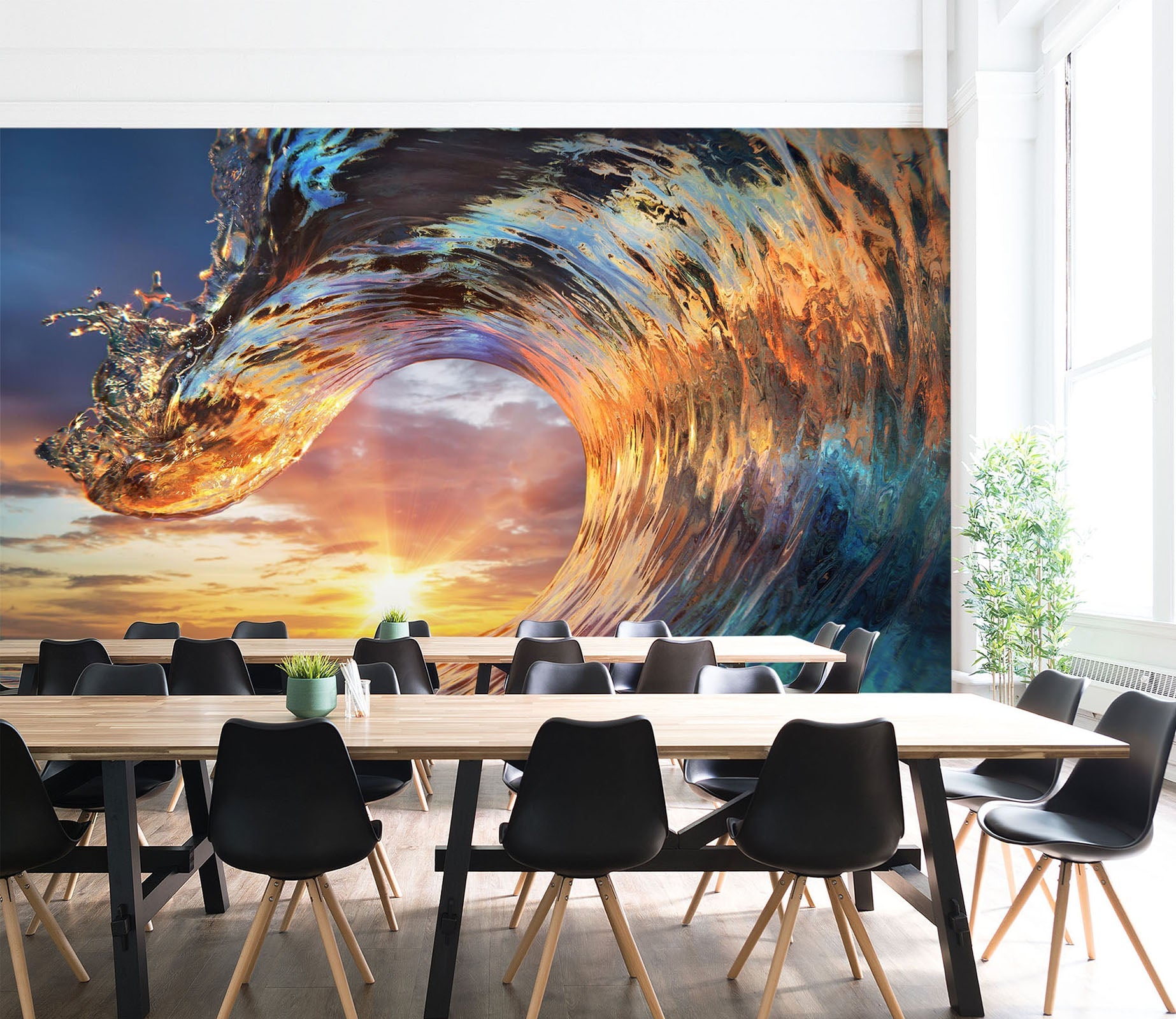 3D Sunshine Waves 038 Wall Murals Wallpaper AJ Wallpaper 2 