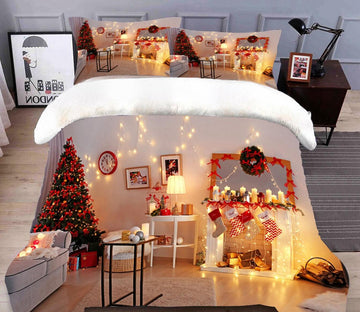3D String Light Tree 32048 Christmas Quilt Duvet Cover Xmas Bed Pillowcases