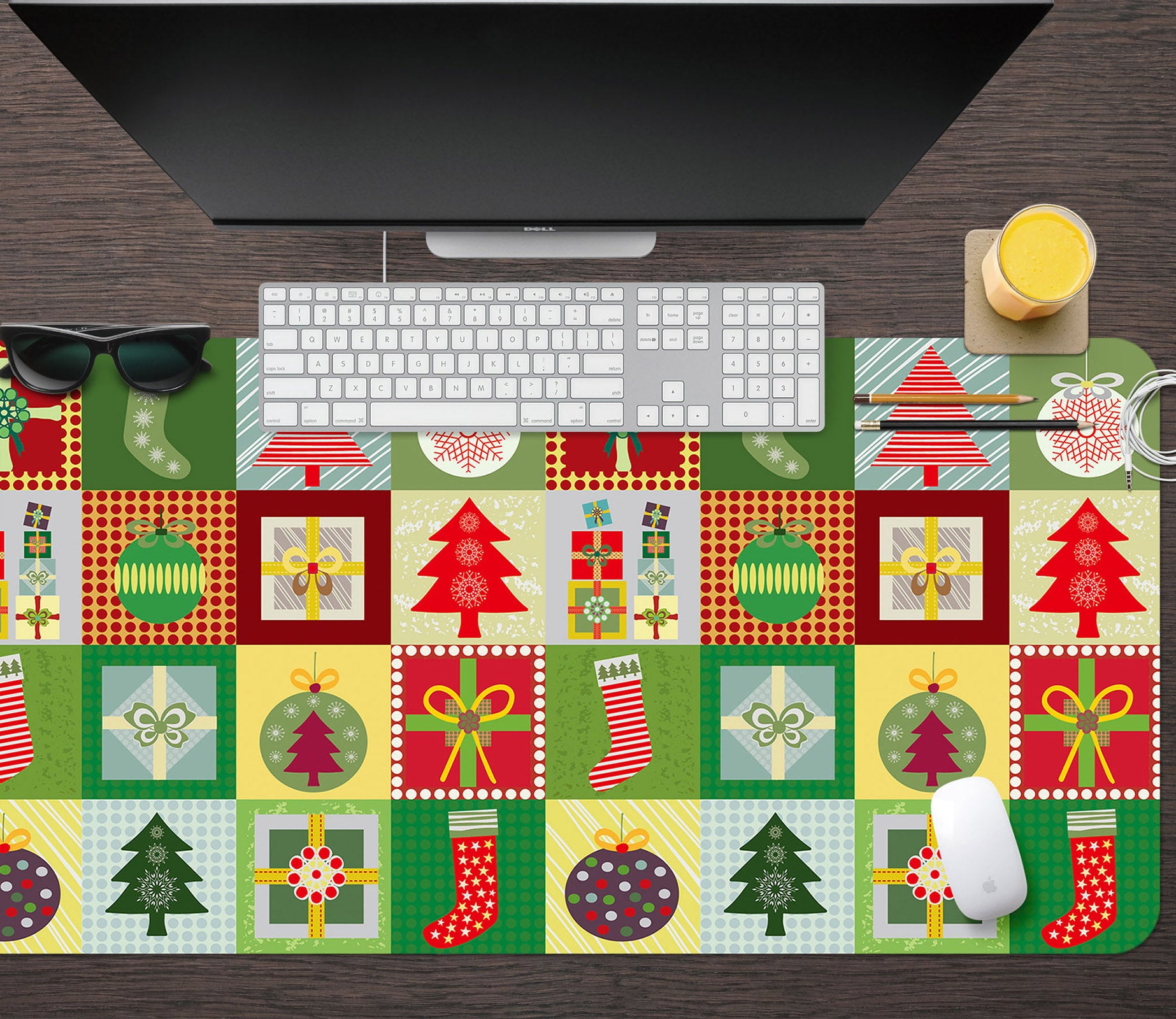 3D Colorful Square Tree Socks 53225 Christmas Desk Mat Xmas