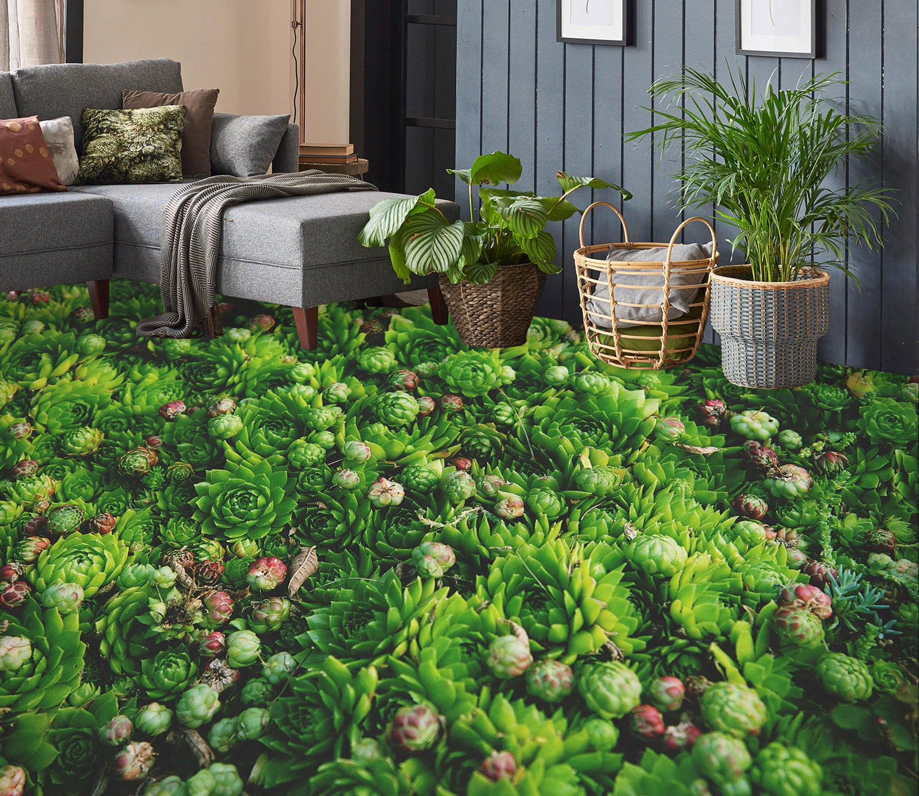 3D Green Succulents 351 Floor Mural  Wallpaper Murals Rug & Mat Print Epoxy waterproof bath floor