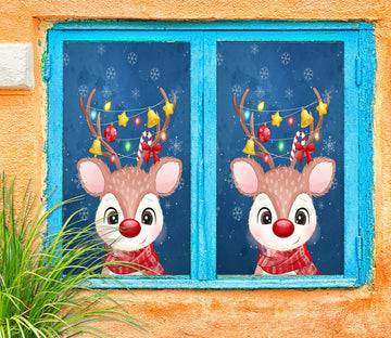 3D Deer 30133 Christmas Window Film Print Sticker Cling Stained Glass Xmas
