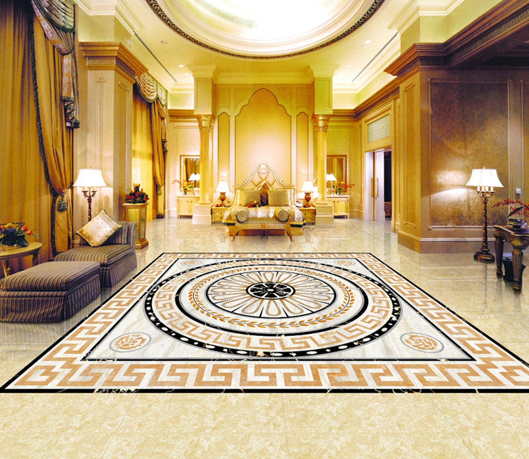 3D Black Round WG525 Floor Mural Wallpaper AJ Wallpaper 2 