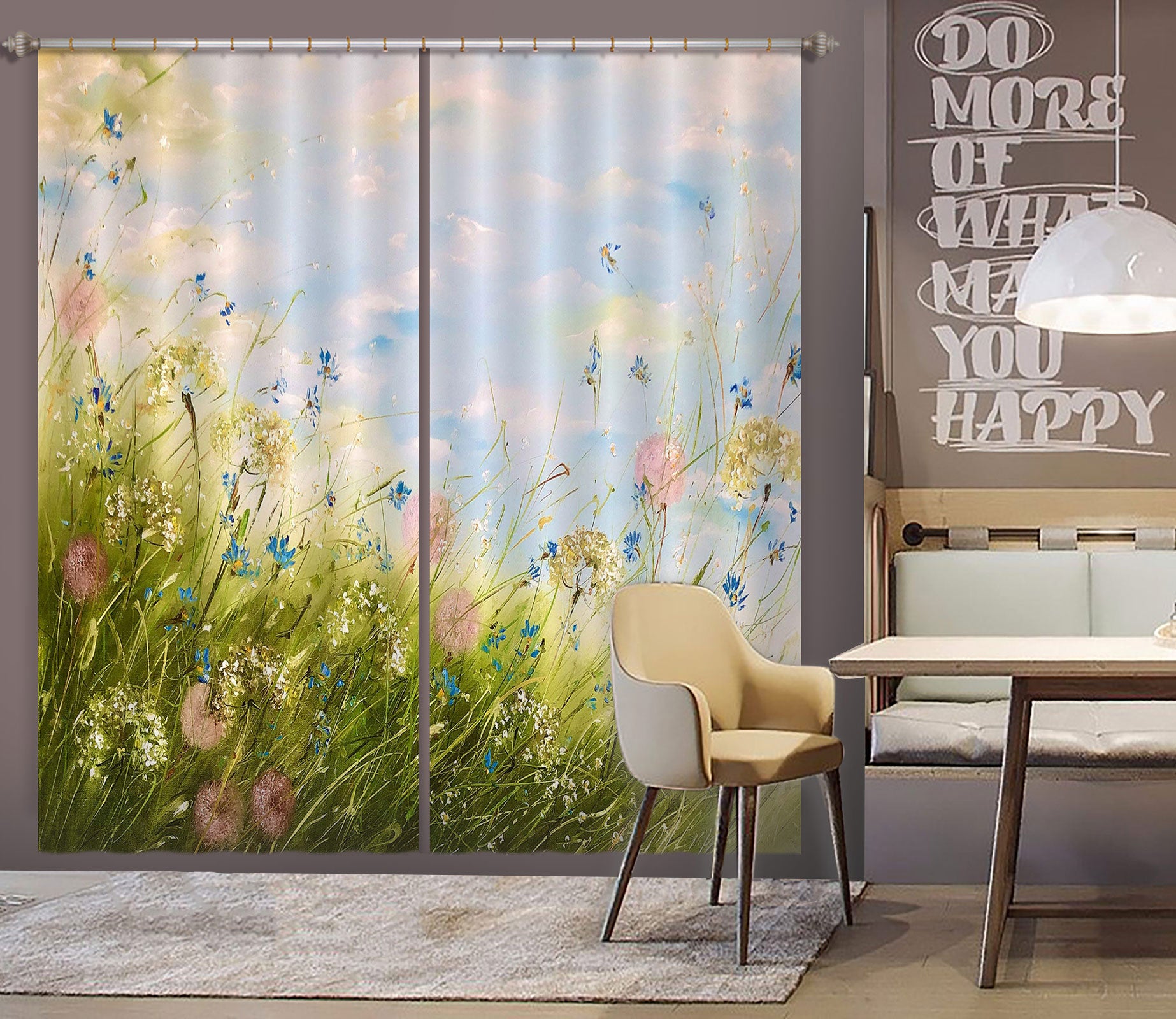 3D Grass Wildflowers 405 Skromova Marina Curtain Curtains Drapes
