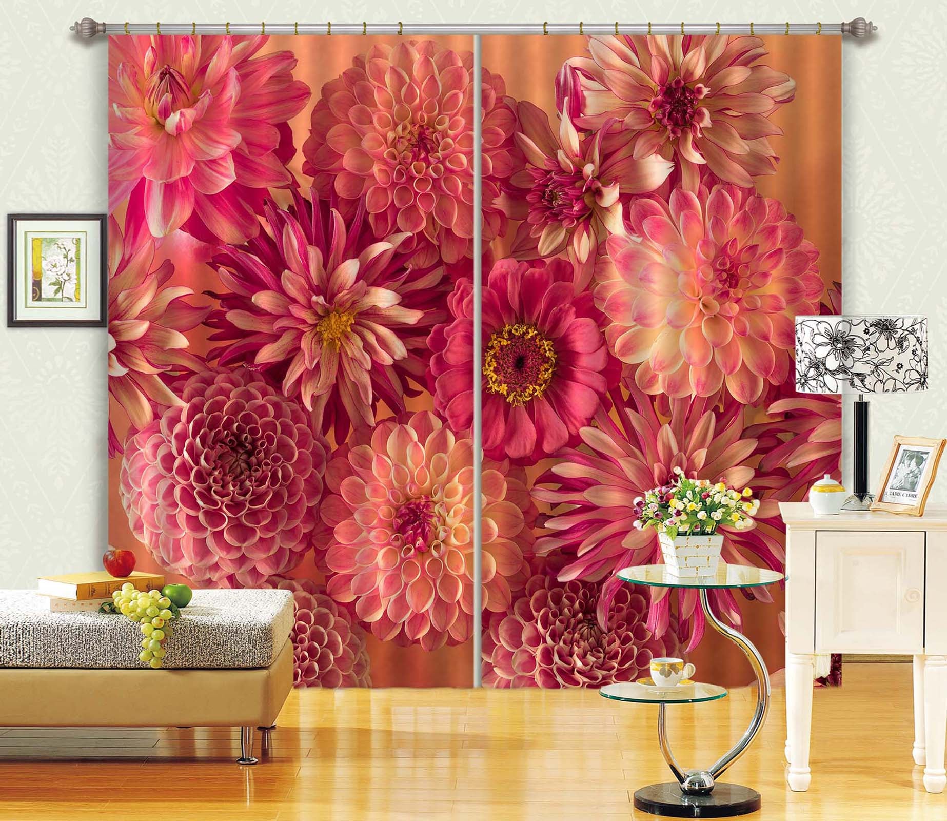 3D Bright Flowers 6328 Assaf Frank Curtain Curtains Drapes