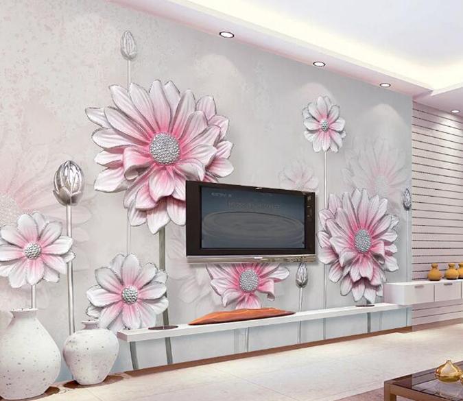 3D Pink Flowers 194 Wall Murals Wallpaper AJ Wallpaper 2 