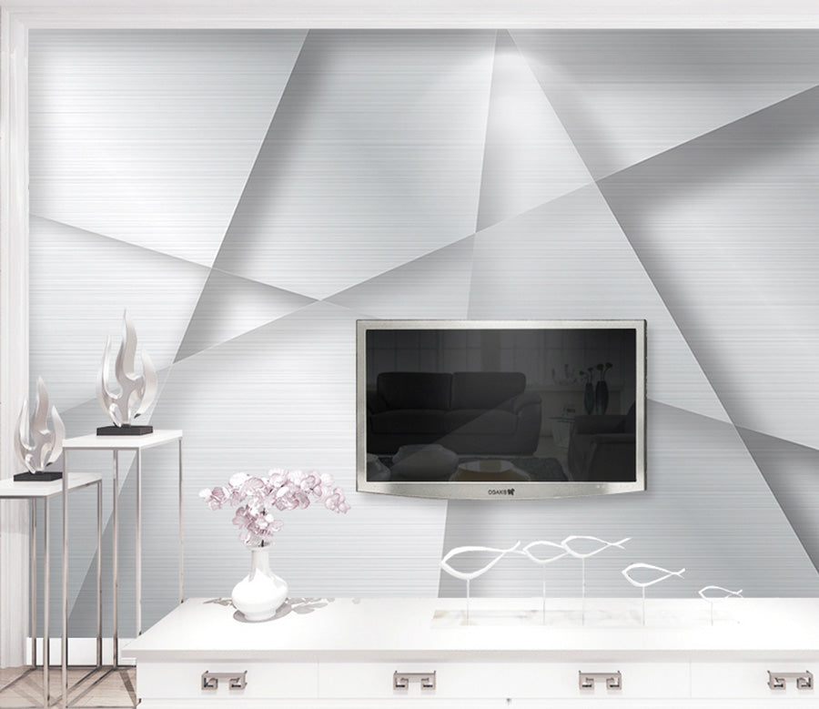 3D White Lines WG068 Wall Murals