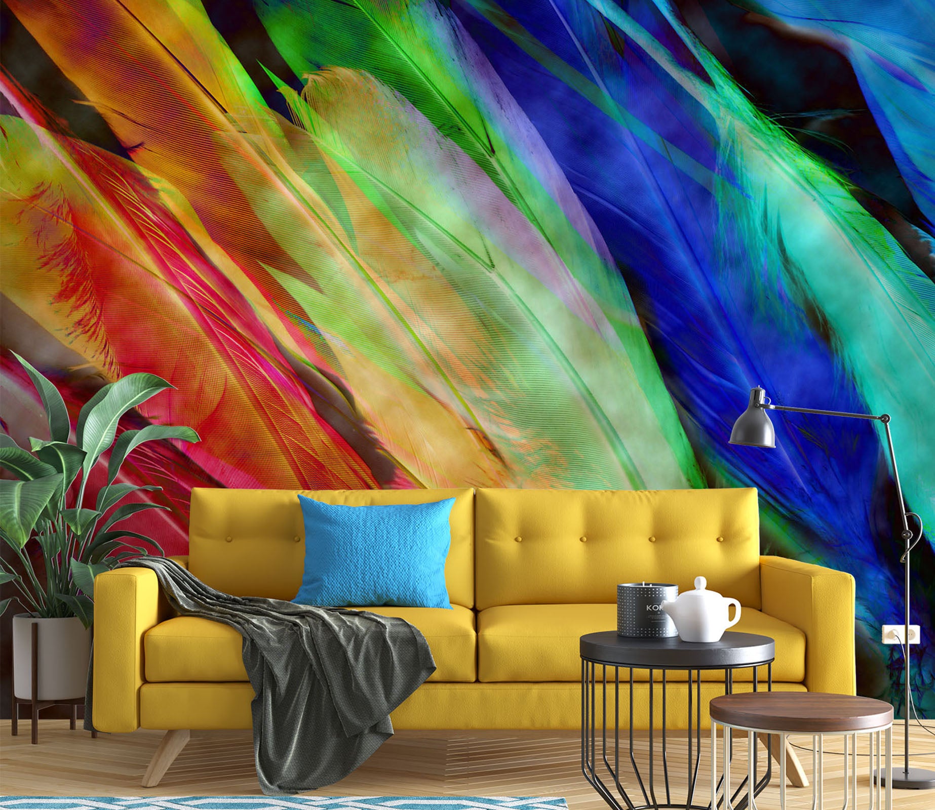 3D Colored Feathers 71073 Shandra Smith Wall Mural Wall Murals