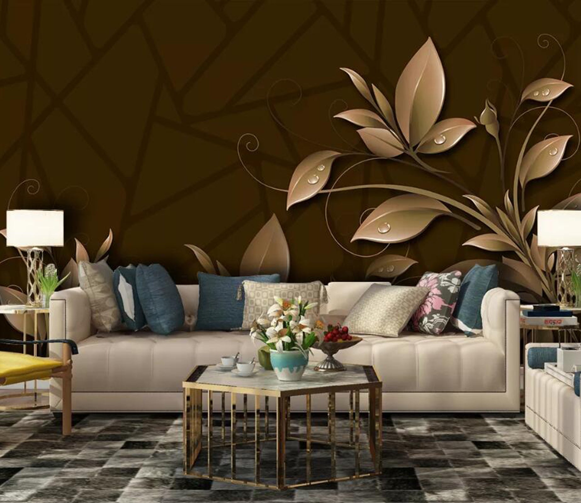 3D Raindrops On Leaves WC09 Wall Murals Wallpaper AJ Wallpaper 2 