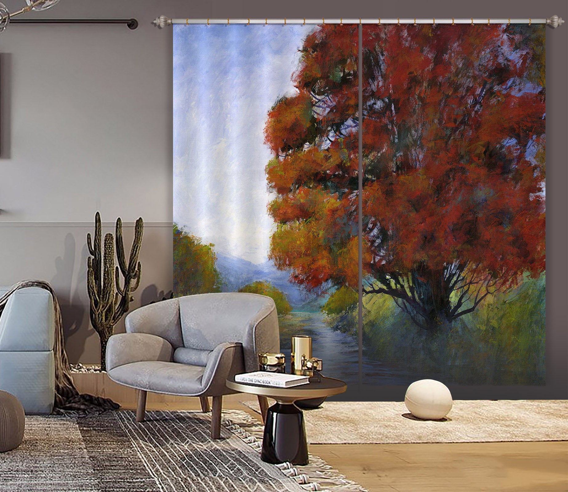 3D River Forest 215 Michael Tienhaara Curtain Curtains Drapes