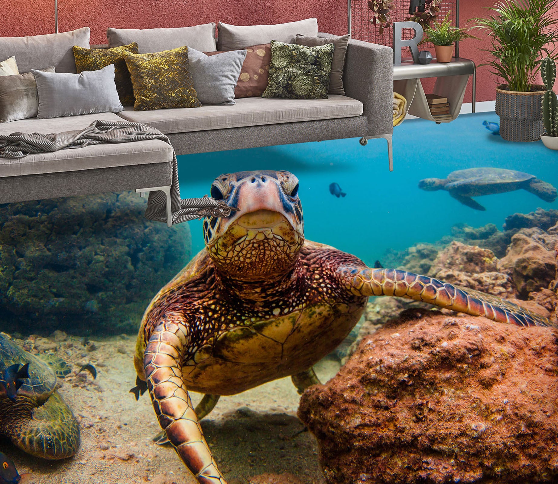 3D Funny Tortoise 1515 Floor Mural  Wallpaper Murals Self-Adhesive Removable Print Epoxy