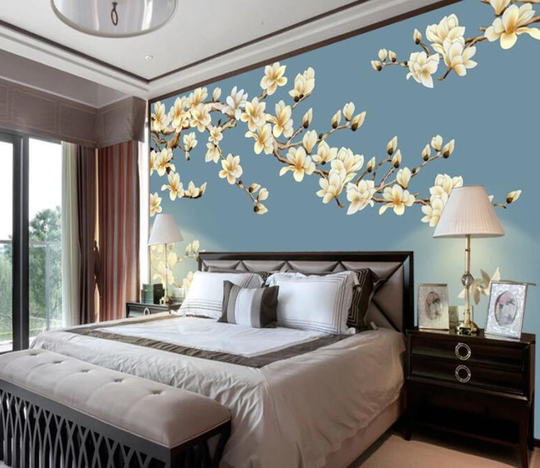 3D White Flowers WG72 Wall Murals Wallpaper AJ Wallpaper 2 