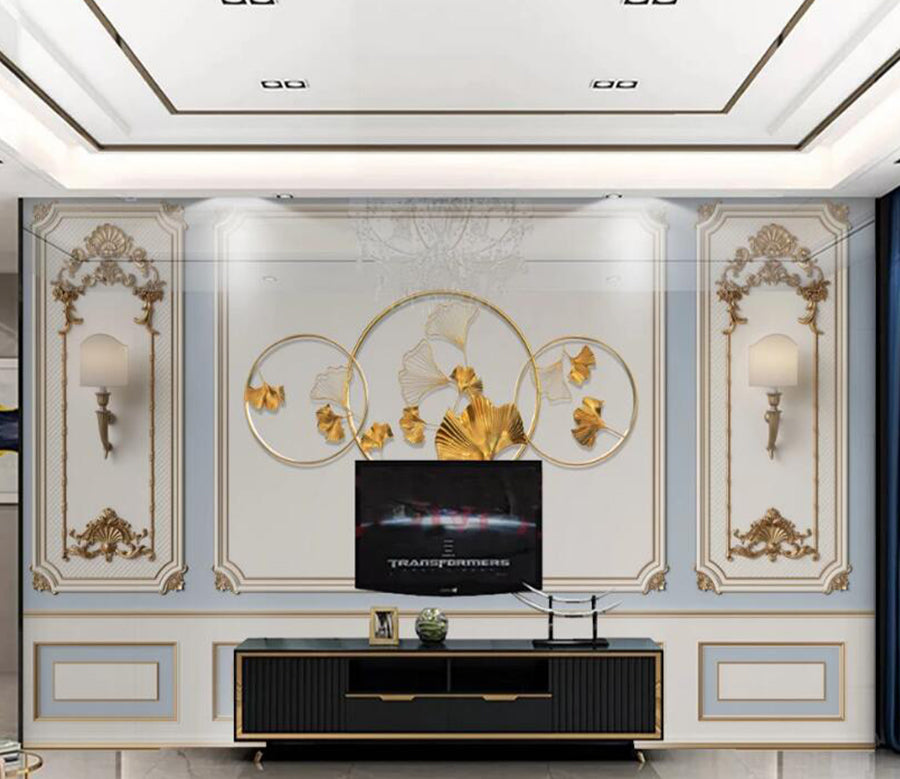 3D Golden Ginkgo Leaves 330 Wall Murals