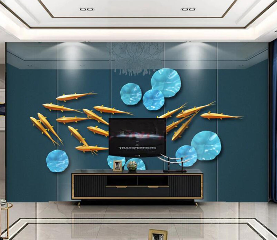 3D Goldfish Lotus Leaf 236 Wall Murals