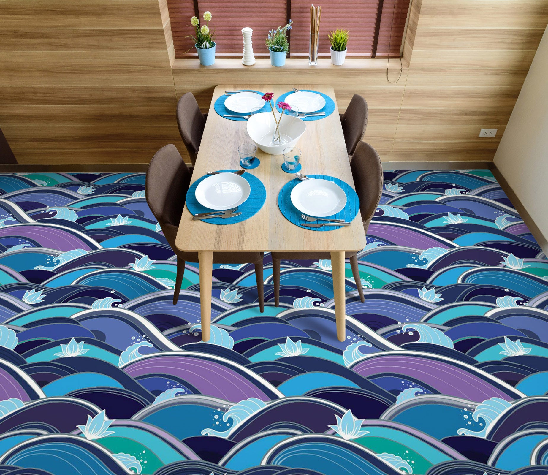 3D Cartoon Waves 1118 Floor Mural  Wallpaper Murals Self-Adhesive Removable Print Epoxy