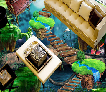 3D Mountain Bridge WG660 Floor Mural Wallpaper AJ Wallpaper 2 