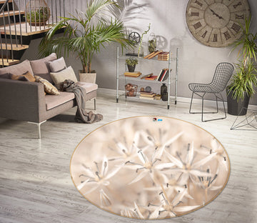 3D Gray Wildflowers 7566 Assaf Frank Rug Round Non Slip Rug Mat