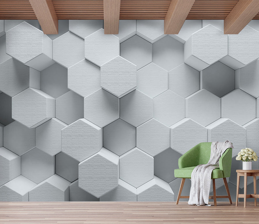 3D Concave Hexagon WG317 Wall Murals