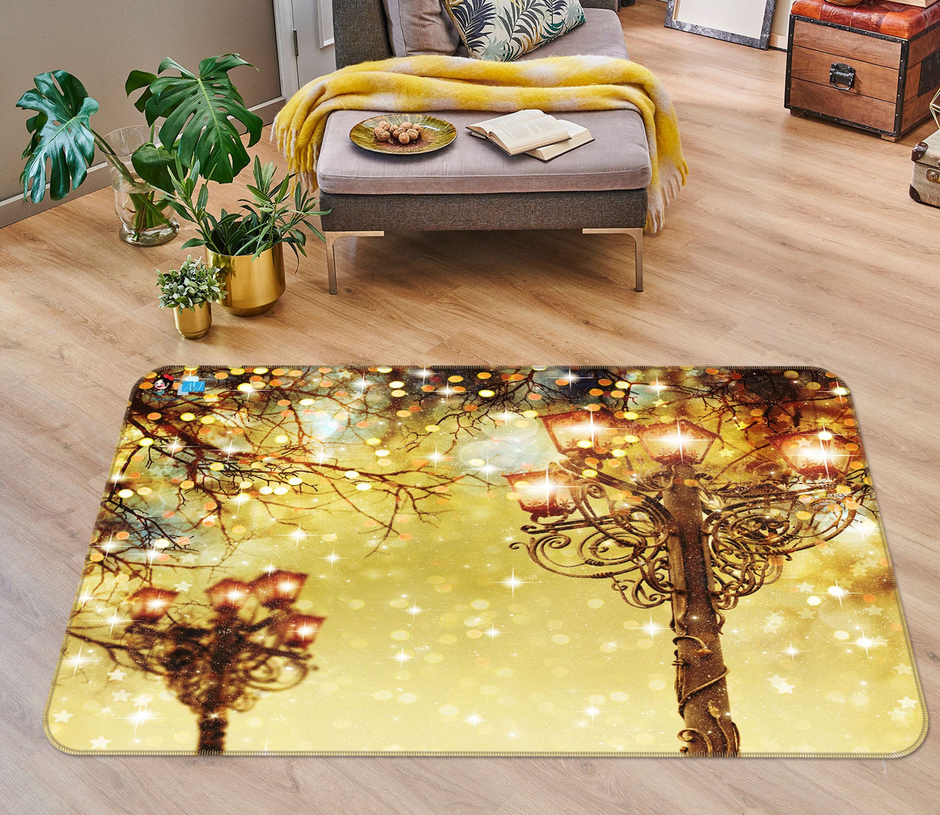 3D Street Lamp 56212 Christmas Non Slip Rug Mat Xmas