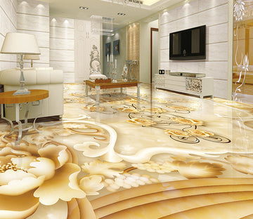 3D Golden Marble Lace WG273 Floor Mural Wallpaper AJ Wallpaper 2 