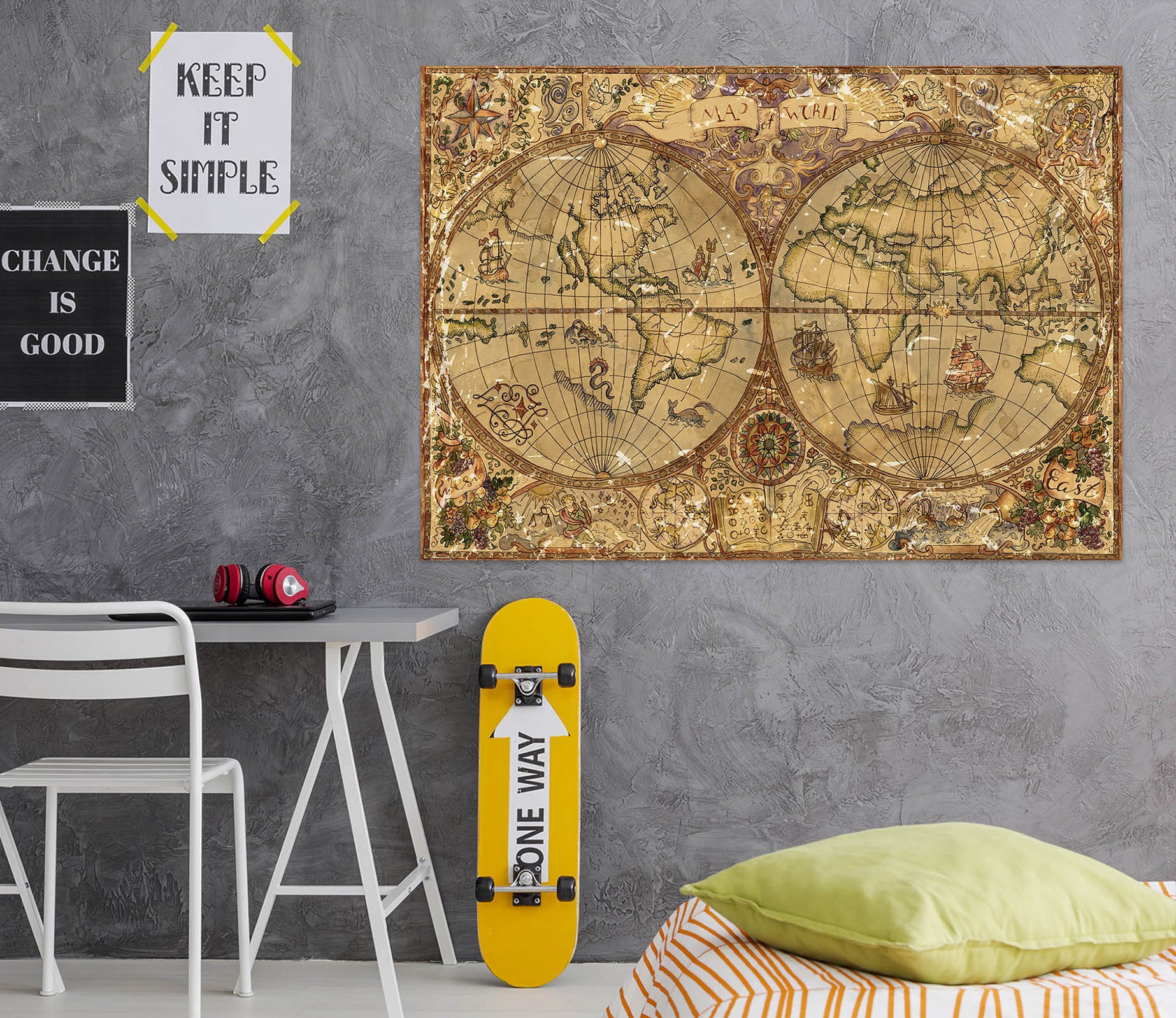 3D Precision Painting 229 World Map Wall Sticker