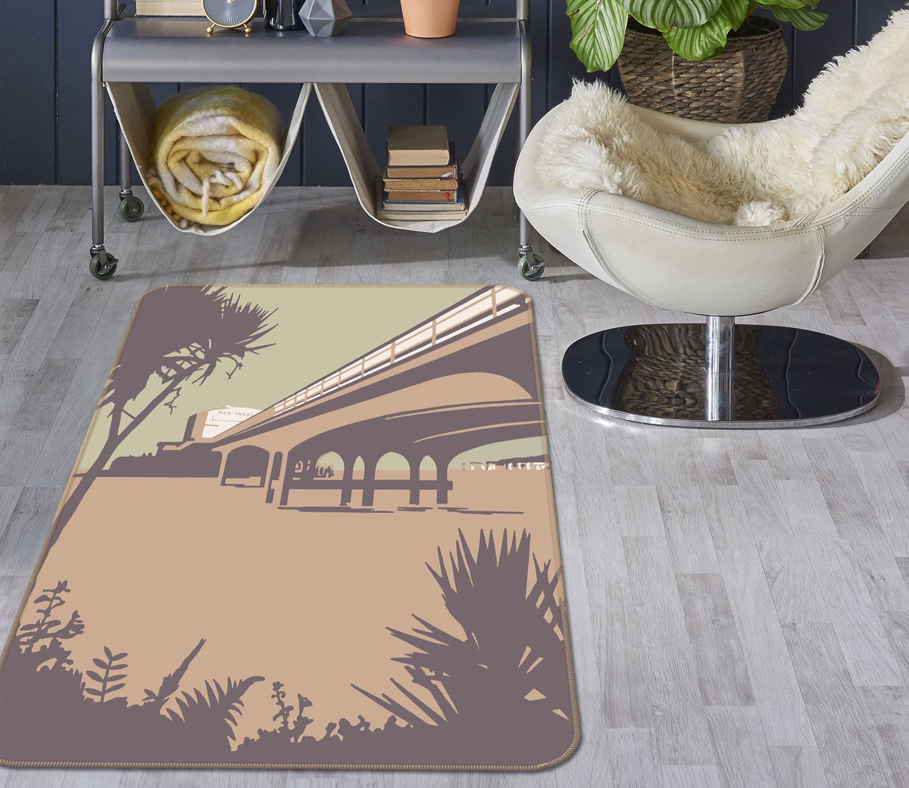 3D Bournemouth Pier Beaches 1105 Steve Read Rug Non Slip Rug Mat