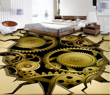 3D Mechanical Gear 204 Floor Mural  Self-Adhesive Sticker Bathroom Non-slip Waterproof Flooring Murals