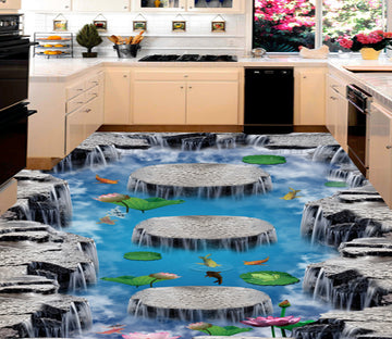3D Pond Stone Pier 350 Floor Mural  Wallpaper Murals Rug & Mat Print Epoxy waterproof bath floor