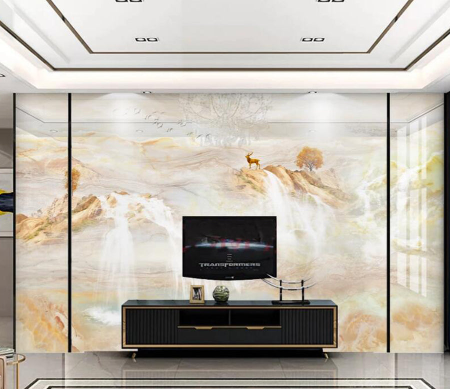 3D Yellow Mountains 103 Wall Murals