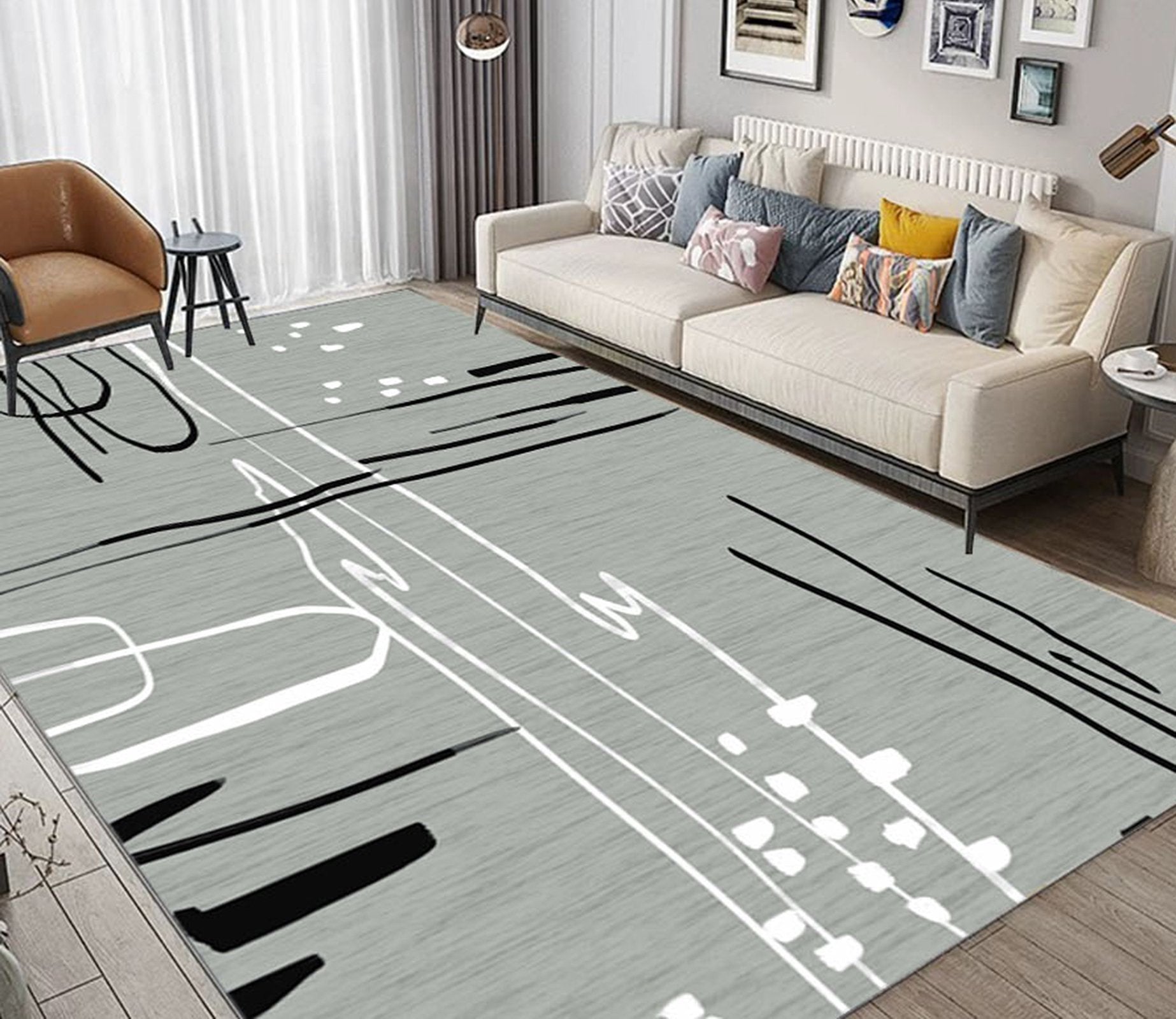 3D Black And White Lines WG495 Non Slip Rug Mat Mat AJ Creativity Home 