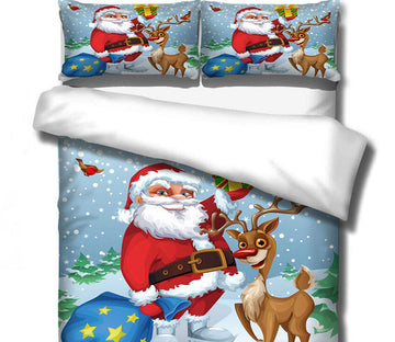3D Santa Deer 32123 Christmas Quilt Duvet Cover Xmas Bed Pillowcases