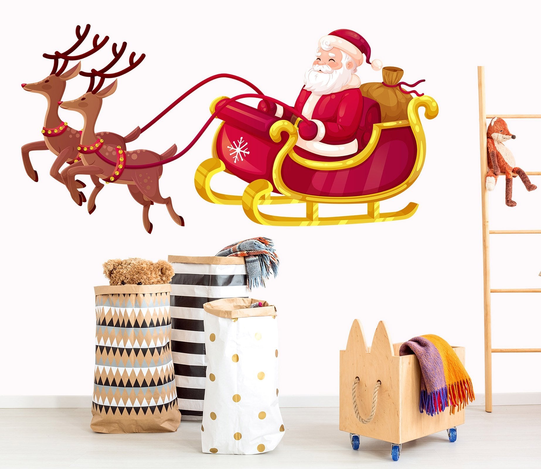 3D Leisurely Sled Deer 29 Wall Stickers Wallpaper AJ Wallpaper 