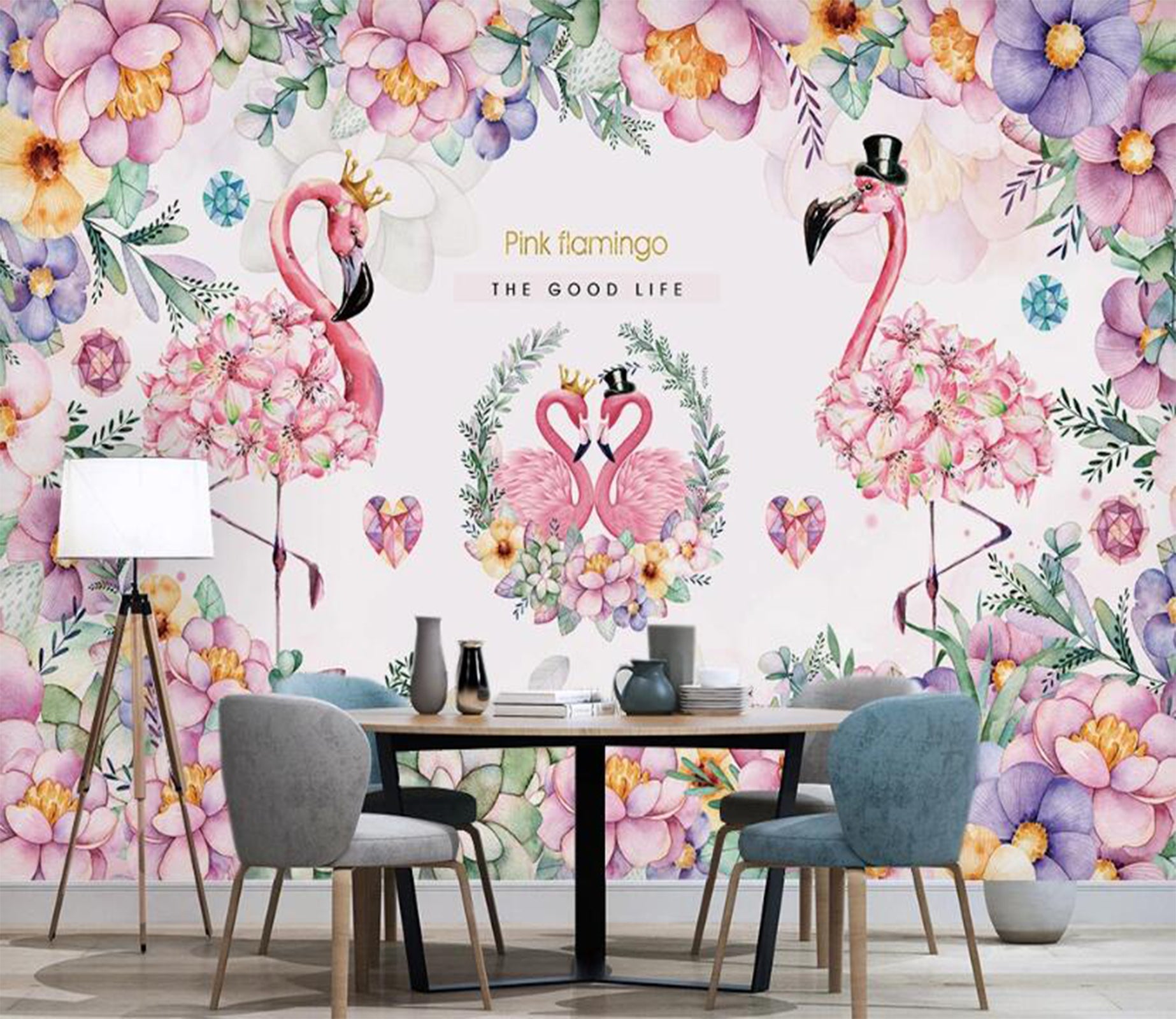 3D Two Pairs Of Sweet Flamingos 2411 Wall Murals