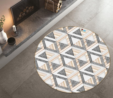 3D Diamond Black Triangle 133 Round Non Slip Rug Mat Mat AJ Creativity Home 