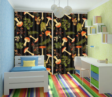 3D Mushroom Leaves 258 Uta Naumann Curtain Curtains Drapes